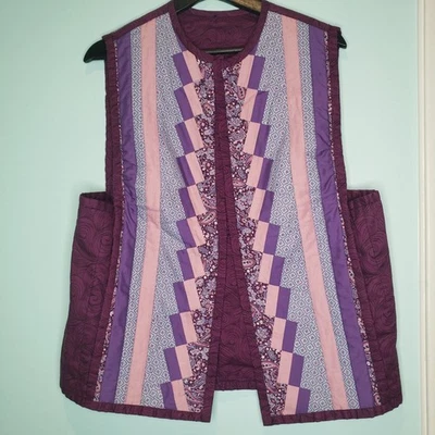 Chaleco Reversible Acolchado Cachemira Púrpura Casero Talla L Grannycore/Cottagecore  Foto 1 de 4