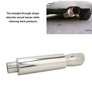 •Rear Exhaust Muffler Double Wall Stainless Steel 63mm Inlet 89mm Outlet - Picture 1 of 22