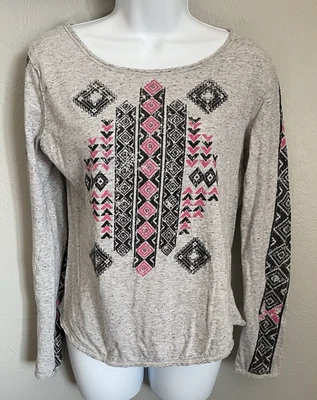 Camisa vaquera rock and roll manga larga mujer grande gris azteca occidental top Foto 1 de 4