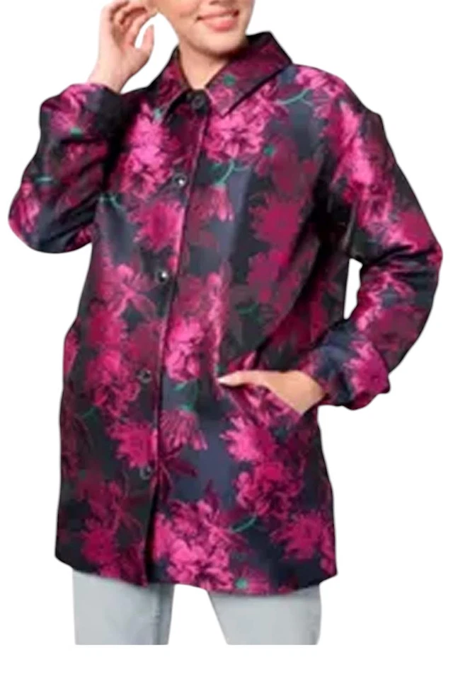 Isaac Mizrahi Live! Chaqueta de jacquard tejida para mujer con forro polar rosa Foto 1 de 1