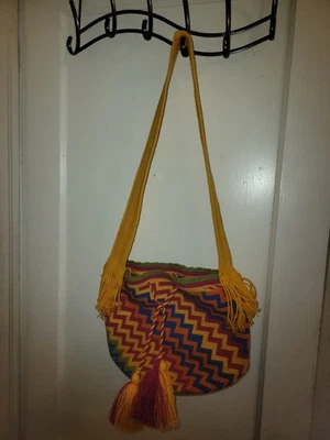Bolso Bandolera Wayuu Mochila Colombiano Tejido Boho Colorido Neón Foto 1 de 4