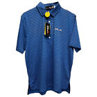 Rlx Ralph Lauren Short Sleeve Blue Navy Striped Polo Shirt Upf 50+ Wicking $98