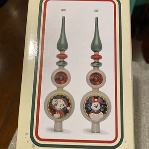 Topper de árbol de Navidad estilo vintage Disney Mickey Minnie vidrio soplado verde retro - Imagen 1 de 5