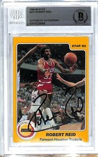 1984-85 Star ROBERT REID Rockets Signed Auto Card #247 Beckett BAS Slabbed