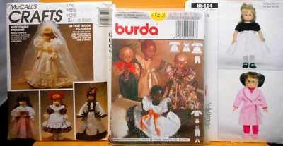 3 NEW Sewing Patterns Burda 4053 McCalls 5907 Butterick B5414 Doll Clothes - Image 1 of 4