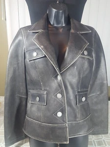 Vanity Matte Metallic Black Motorcycle Nylon Lining Button Jacket Women’s Size M - Picture 1 of 10