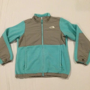 The North Face Girls Denali Polartec Fleece Jacket Aqua/Gray Sz L 14-16 - Picture 1 of 8