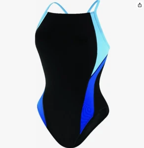 NEW Speedo Youth Girls Launch Splice Endurance Black/Blue Swimsuit, 12/28 - Picture 1 of 1