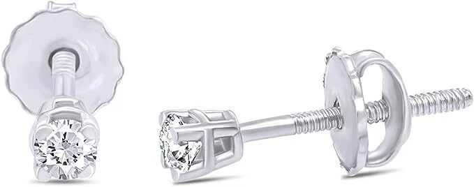 0.04 Ct to 0.25 Ct Natural Round Diamond Solitaire Stud Earrings 14K Solid Gold - Image 1 of 1