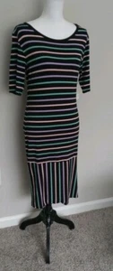 LulaRoe Black Stripe Julia Dress Size Medium NWT - Picture 1 of 8