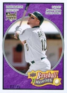 2008 UPPER DECK BASEBALL HEROES #132 DARIC BARTON - PURPLE PARALLEL SP #03/25 - Picture 1 of 2