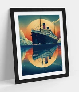 TITANIC ILLUSTRATION WITH SUNRISE -FRAMED WALL ART POSTER PAPER PRINT - Picture 1 of 11