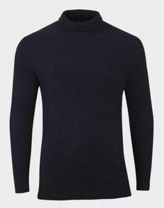 Men River Island Navy Blue Jumper Wool Blend RRP £35 - Picture 1 of 4