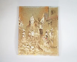 Boris Chezar ORIGINAL OIL & SAND PAINTING SIGNED 8" x 10.5" Street Scene - Picture 1 of 6
