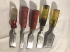Vintage wood chisels 2 Has Brand and 3 No Brand Lot Of 5 Used. C6