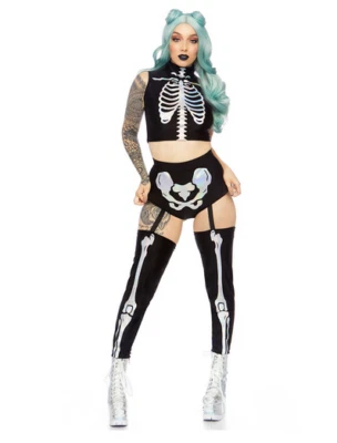 NOVA Roupa/Fato de Esqueleto Holográfico Leg Avenue - Tamanho Grande - Imagem 1 de 2