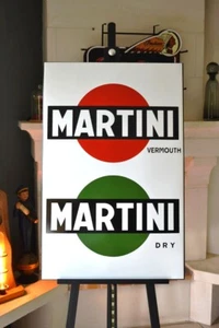 Grande plaque émaillée MARTINI vermouth dry  -- 1 mètre -- enamel sign - Afbeelding 1 van 8