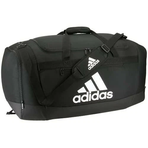 Adidas Unisex Black/White Logo Gym Travel Defender 4 Duffel Bag Size L