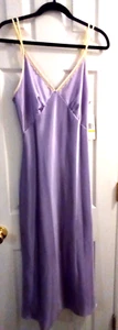 Jones New York Unterwäsche Kleid mittelmassiv Satin lila Kleid Riemen V-Ausschnitt lang - Bild 1 von 10