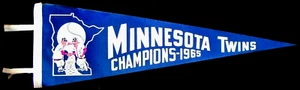 1965 MINNESOTA TWINS AMERICAN LEAGUE CHAMPS ORIGINAL FELT PENNANT W/ TASSELS 1 - Picture 1 of 3