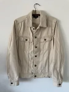 APC Denim Trucker Jacket 100% Cotton Color Beige White Men’s Size Small - Picture 1 of 6