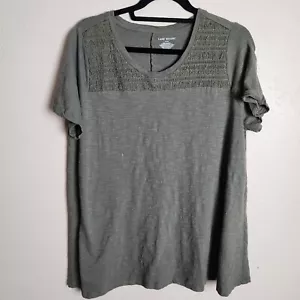 Lane Bryant Damen Top 14 Grün Kurzarm Tshirt Bestickt Erde Fee - Bild 1 von 6