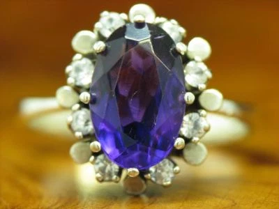 835 Silber Ring mit Amethyst & Spinell Besatz / Echtsilber / 4,4g / RG56 - Bild 1 von 3