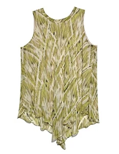 Susan Graver, QVC, olivgrünes ärmelloses Top mit geometrischem Muster, gefüttert, Gr. XL - Bild 1 von 4