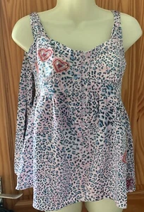 Laura For Topshop Leopard Print Top Size Small With Embroidery Hearts, Flowers - Picture 1 of 12