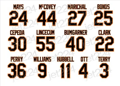 CALCOMANÍA ADHESIVA SF Giants NY Mays McCovey Bonds Clark Marichal Bumgarner Cepeda + Foto 1 de 4