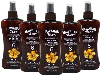 Aceite protector solar bronceador Hawaiian Tropic Island spray FPS 6 aceite de coco 8 OZ paquete de 5 Foto 1 de 4