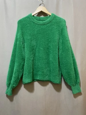 Nuevo sin etiquetas Suéter de punto ávido cuello redondo manga larga Aerie para mujer talla XS verde Kelly Foto 1 de 4