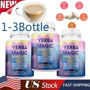 100% Pure Yerba Mate 60 Kapseln Clean Energy, Brain Fog Buster und Darmgesundheit - Bild 1 von 14
