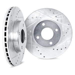 For Ford Mustang II 74-78 DFC Premium Drilled & Slotted Front Brake Rotor Set - Picture 1 of 2