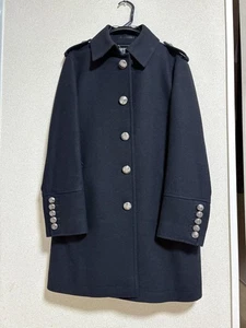 Burberry Black Label Marine Coat Wool Cashmere Black Silver Button Men US Size S - Picture 1 of 13