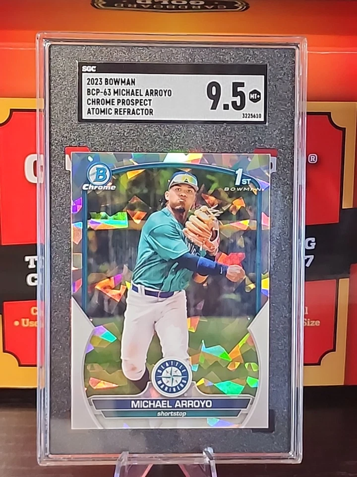 2023 Bowman - Chrome Prospects Atomic Refractor #BCP-63 Michael Arroyo (RC) SGC! - Image 1 of 4