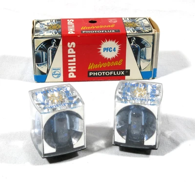 PRL) PHILIPS FLASHCUBES PFC4 UNIVERSAL PHOTOFLUX CUBE FLASH LIGHT PHOTO Foto 1 de 3
