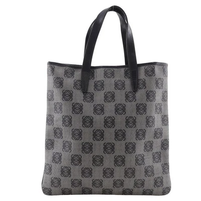 LOEWE Anagram Tote Handbag PVC×Leather Gray/Black Authentic Used From Japan - Image 1 of 4