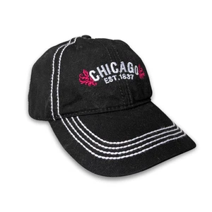 Basic Cap Chicago Contrast Stitching schwarz pink weiß verstellbar Streetwear - Bild 1 von 4