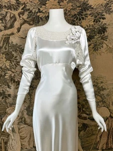 Vintage 1930s Art Deco Satin & Lace Wedding Dress Corsage - Picture 1 of 11