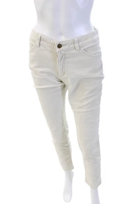 Calça de veludo feminina Pendleton algodão cintura baixa cinco bolsos creme tamanho 4 - Imagem 1 de 4