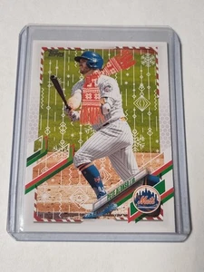 Bufanda roja Topps Holiday Pete Alonso 2021 SP variación de imagen #HW115 NY Mets - Imagen 1 de 2