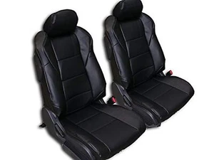 Fundas de asiento delanteras Iggee de cuero artificial negro hechas a medida ajuste original Des... - Imagen 1 de 4