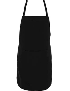 BLACK PLAIN NECK APRON Novelty Apron*, LARGE SIZE FRONT POCKETS, COLOR BLACK - Picture 1 of 2