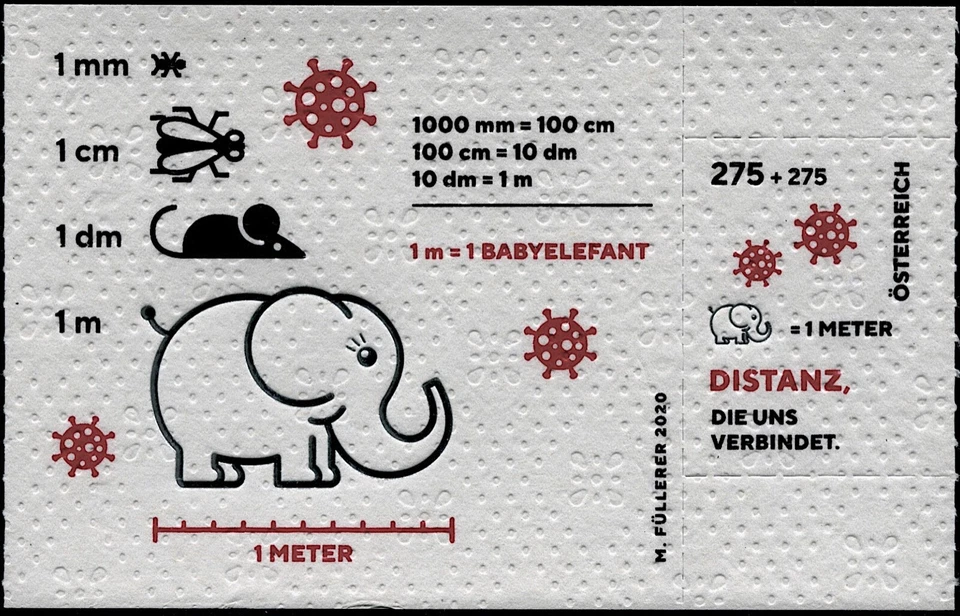 Австрия 2020 Corona расстояние, необычные марки - туалетная бумага, COVID-19 MNH ** - Изображение 1 из 1