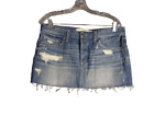 Abercrombie & Fitch Distressed Jean Mini Skirt Button Fly Size 8 100% Cotton