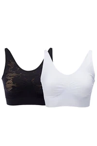 Rhonda Shear 2 Pack Ahh Bra with Adjustable Straps and Lace Detail, Multi, XL - Picture 1 of 1