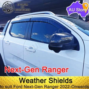 Black Tinted Weather Shields Windows Visors so suit Ford Next-Gen Ranger 2022-On - Picture 1 of 7