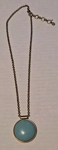Lucky Brand Y2K Turquoise Green Stone Pendant Gold Tone Boho Round Lobster Clasp - Picture 1 of 8
