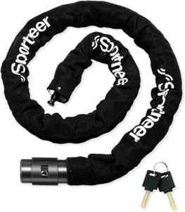 8mm Thick High Security Anti Theft Bike Chain Lock with 2 Keys- 3.2/4ft Long - Picture 1 of 8
